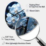 Blue White Flower Field Pearlescent Orchids - Asymmetric Metal Wall Clock