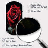 Red Black Rose Elegance I - Asymmetric Metal Wall Clock