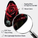 Red Black Rose Elegance I - Asymmetric Metal Wall Clock