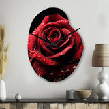 Red Black Rose Elegance I - Asymmetric Metal Wall Clock