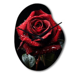 Red Black Rose Elegance I - Asymmetric Metal Wall Clock