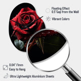 Red Black Rose Elegance I - Asymmetric Metal Wall Clock