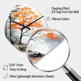 Orange And Grey Forest Autumn Elegance I - Asymmetric Metal Wall Clock