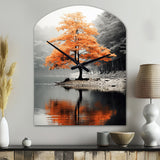 Orange And Grey Forest Autumn Elegance II - Asymmetric Metal Wall Clock