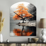 Orange And Grey Forest Autumn Elegance II - Asymmetric Metal Wall Clock
