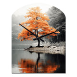 Orange And Grey Forest Autumn Elegance II - Asymmetric Metal Wall Clock