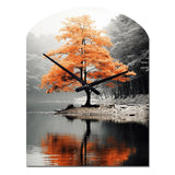 Orange And Grey Forest Autumn Elegance II - Asymmetric Metal Wall Clock