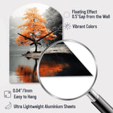 Orange And Grey Forest Autumn Elegance II - Asymmetric Metal Wall Clock