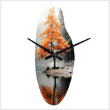 Orange And Grey Forest Autumn Elegance II - Asymmetric Metal Wall Clock