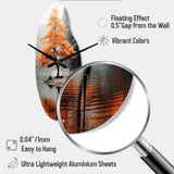 Orange And Grey Forest Autumn Elegance II - Asymmetric Metal Wall Clock