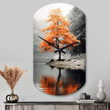 Orange And Grey Forest Autumn Elegance II - Asymmetric Metal Wall Clock