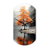 Orange And Grey Forest Autumn Elegance II - Asymmetric Metal Wall Clock