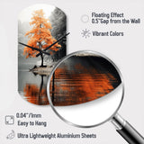 Orange And Grey Forest Autumn Elegance II - Asymmetric Metal Wall Clock