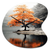 Orange And Grey Forest Autumn Elegance II - Asymmetric Metal Wall Clock