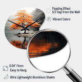 Orange And Grey Forest Autumn Elegance II - Asymmetric Metal Wall Clock