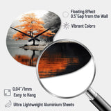 Orange And Grey Forest Autumn Elegance II - Asymmetric Metal Wall Clock