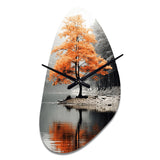 Orange And Grey Forest Autumn Elegance II - Asymmetric Metal Wall Clock