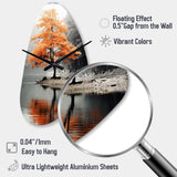 Orange And Grey Forest Autumn Elegance II - Asymmetric Metal Wall Clock