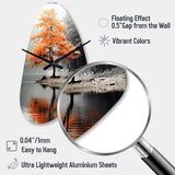 Orange And Grey Forest Autumn Elegance II - Asymmetric Metal Wall Clock