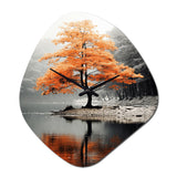 Orange And Grey Forest Autumn Elegance II - Asymmetric Metal Wall Clock