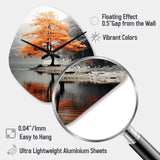 Orange And Grey Forest Autumn Elegance II - Asymmetric Metal Wall Clock