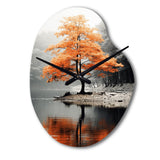 Orange And Grey Forest Autumn Elegance II - Asymmetric Metal Wall Clock