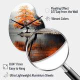 Orange And Grey Forest Autumn Elegance II - Asymmetric Metal Wall Clock