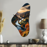 Forest Autumn In The Usa II - Asymmetric Metal Wall Clock