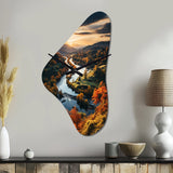 Forest Autumn In The Usa II - Asymmetric Metal Wall Clock