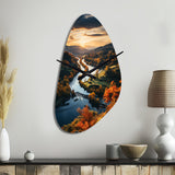 Forest Autumn In The Usa II - Asymmetric Metal Wall Clock
