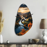 Forest Autumn In The Usa II - Asymmetric Metal Wall Clock