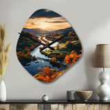 Forest Autumn In The Usa II - Asymmetric Metal Wall Clock