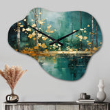 Bold Forest Emerald Canopy II - Asymmetric Metal Wall Clock