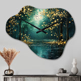 Bold Forest Emerald Canopy III - Asymmetric Metal Wall Clock