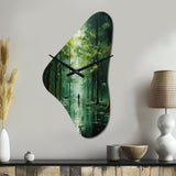 Solitude In Forest Of Emerald II - Asymmetric Metal Wall Clock