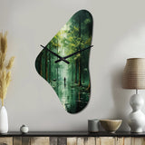 Solitude In Forest Of Emerald II - Asymmetric Metal Wall Clock