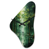 Solitude In Forest Of Emerald II - Asymmetric Metal Wall Clock