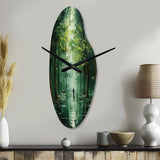 Solitude In Forest Of Emerald II - Asymmetric Metal Wall Clock