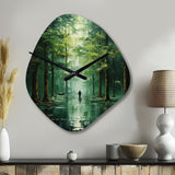 Solitude In Forest Of Emerald II - Asymmetric Metal Wall Clock