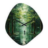 Solitude In Forest Of Emerald II - Asymmetric Metal Wall Clock