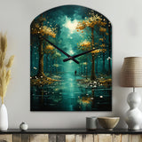 Solitude In Forest Of Emerald I - Asymmetric Metal Wall Clock