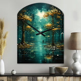 Solitude In Forest Of Emerald I - Asymmetric Metal Wall Clock