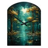 Solitude In Forest Of Emerald I - Asymmetric Metal Wall Clock