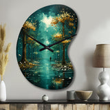 Solitude In Forest Of Emerald I - Asymmetric Metal Wall Clock