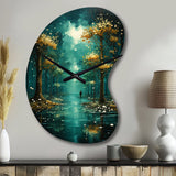 Solitude In Forest Of Emerald I - Asymmetric Metal Wall Clock