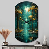 Solitude In Forest Of Emerald I - Asymmetric Metal Wall Clock