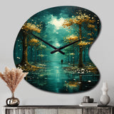 Solitude In Forest Of Emerald I - Asymmetric Metal Wall Clock