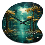 Solitude In Forest Of Emerald I - Asymmetric Metal Wall Clock