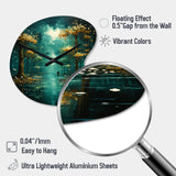Solitude In Forest Of Emerald I - Asymmetric Metal Wall Clock
