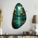 Solitude In Forest Of Emerald I - Asymmetric Metal Wall Clock